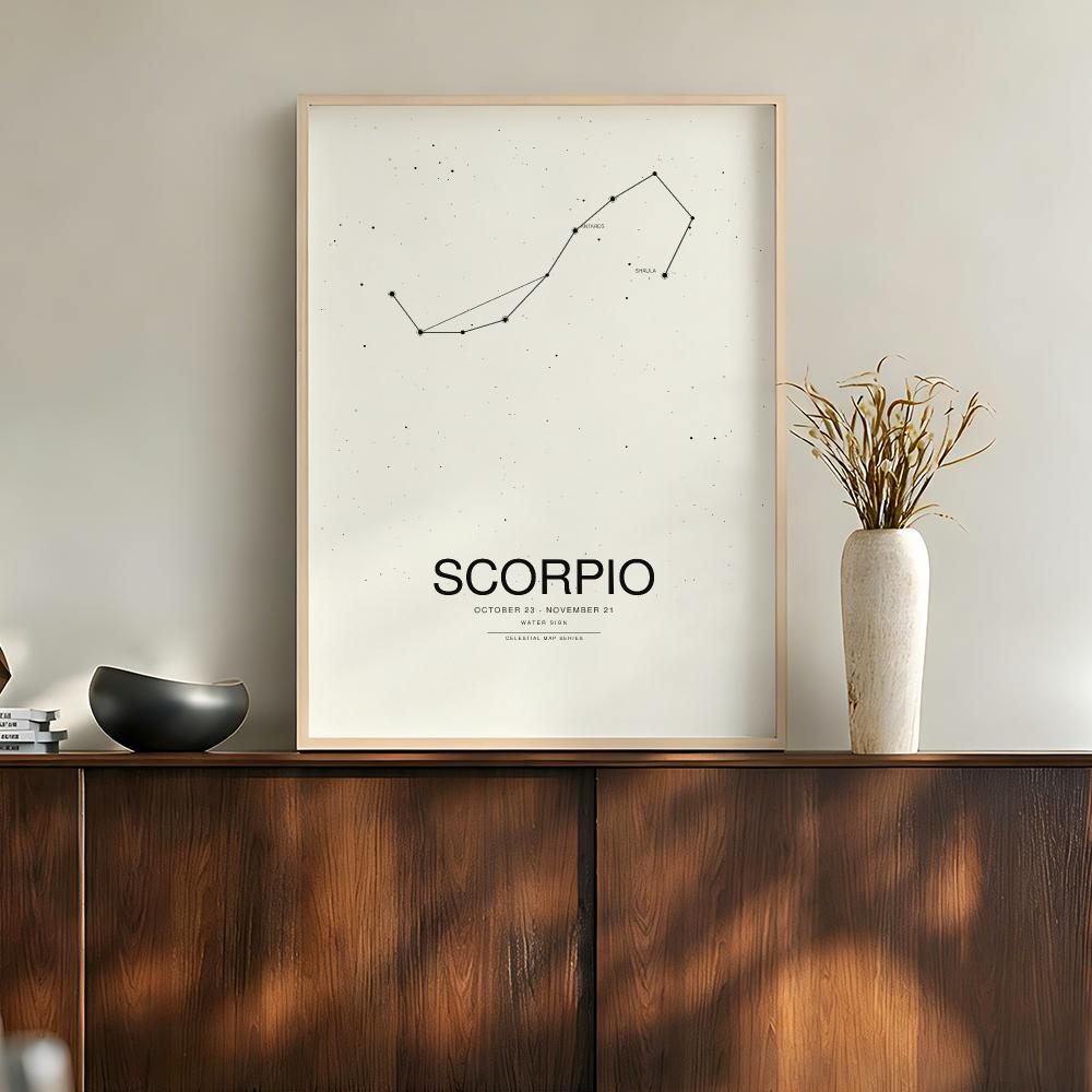 Star Map Poster - Minimalist Zodiac Constellations Astrology Star Map