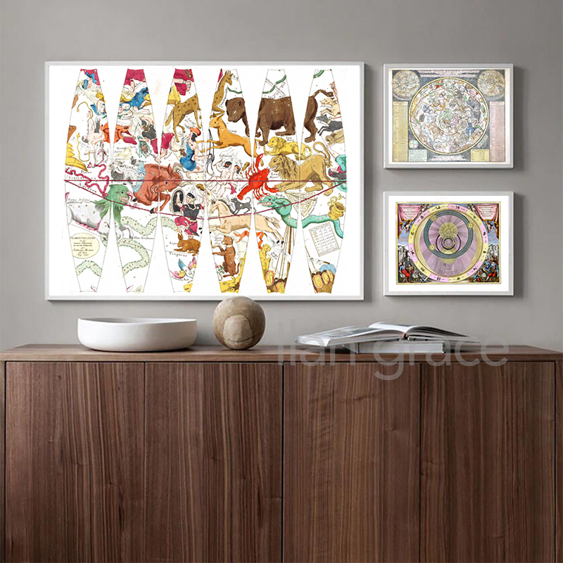 Vintage Astrological Star Char - Star Map Poster ulasan dan harga