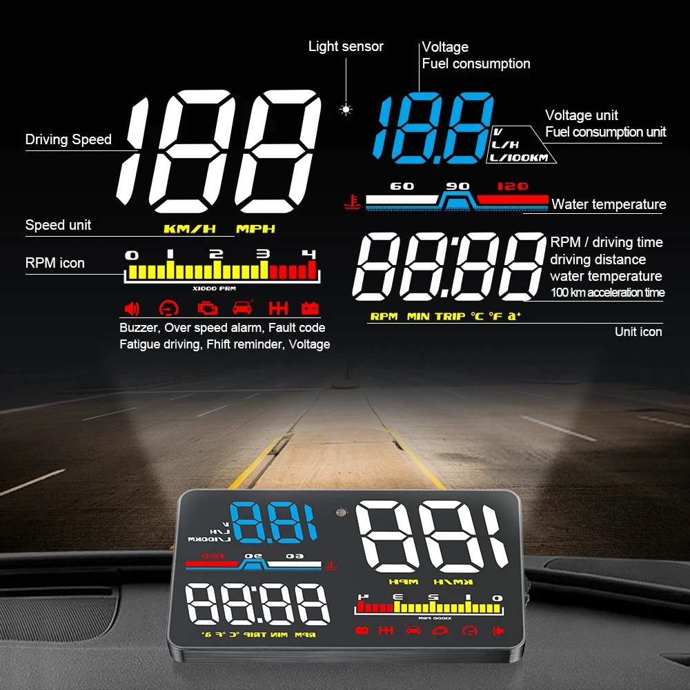 D5000 Digital OBD2 Car Windshi - Anemometer Wind Speed ulasan dan harga