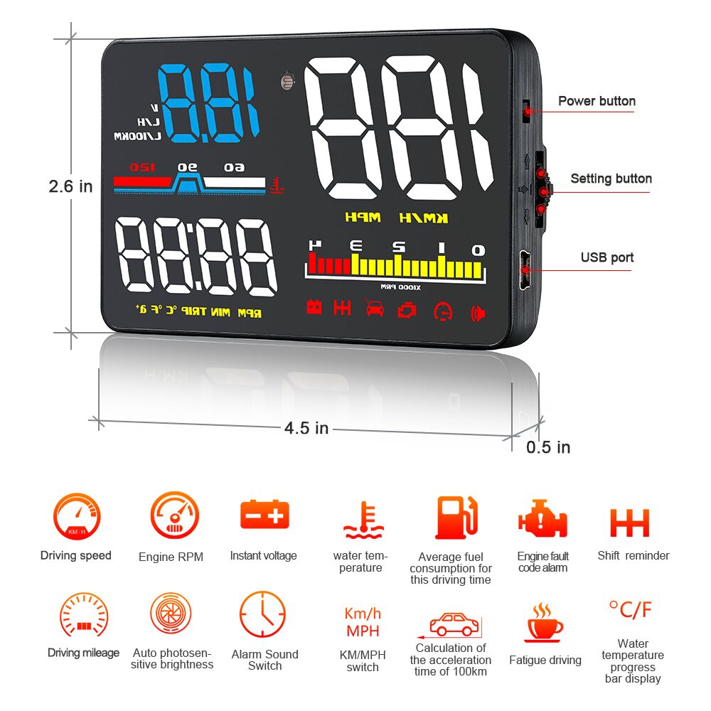 D5000 Digital OBD2 Car Windshi - Anemometer Wind Speed ulasan dan harga