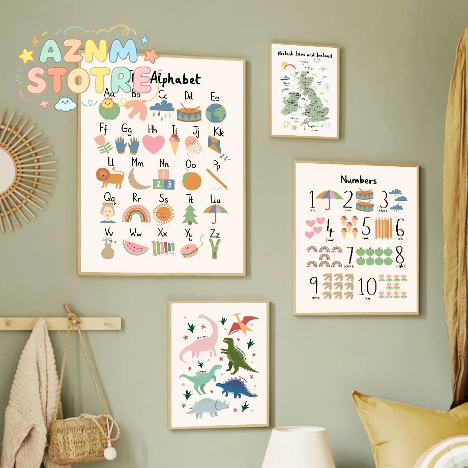 Animal World Map Dinosaur Alph - Star Map Poster ulasan dan harga